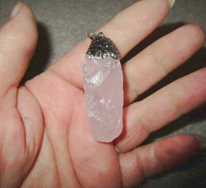 ROSE Quartz PENDANT Pendulum HEART New Age SPIRITUAL Love CRYSTAL Reiki - Picture 1 of 6