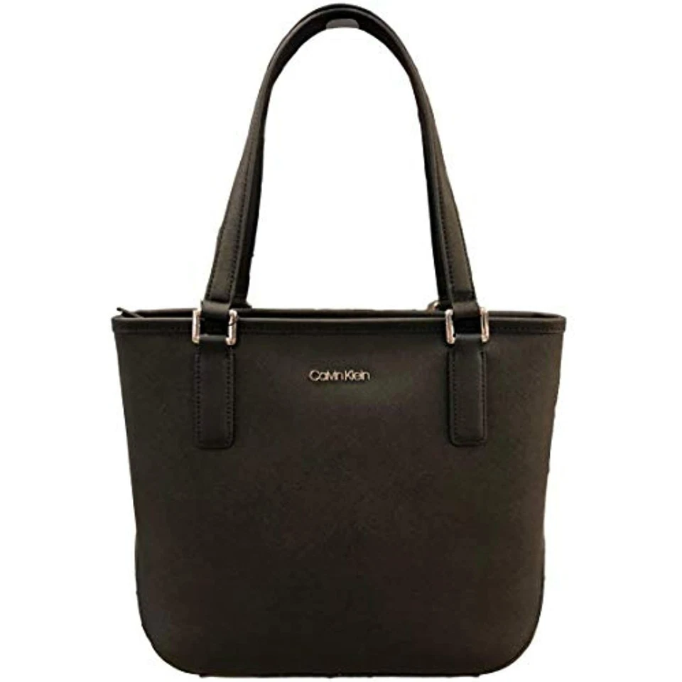 Calvin Klein Saffiano Leather Tote Shoulder Bag Black Regular Size - Image 1 of 1