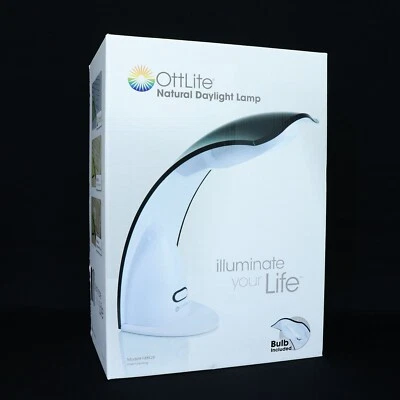 OttLite Natural Daylight Desk Lamp w/ Bulb Model F48K28 Tabletop Black White NEW - Image 1 of 4