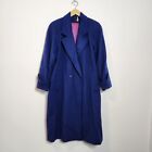 Karen Petites Vintage Long Wool 2 Button Overcoat Blue Size Medium