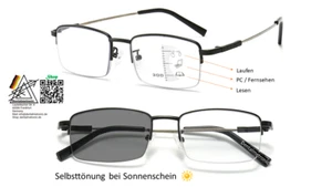 Gleitsichtbrille Lesebrille Arbeitsbrille Selbsttönung Brille 1.00 - 4.00 Dpt. - Bild 1 von 6