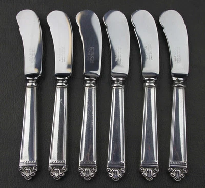 WATSON "JULIANA" STERLING SILVER HANDLE BUTTER SPREADERS 6", 6 PCS  — 第 1/4 张图片