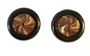 Pendientes de clip de metal cobre bronce vintage de 2 tonos redondos grandes ligeros - Imagen 1 de 4