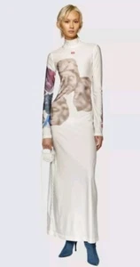 Diesel D-Eleo White graphic-print Maxi Dress Size S - Picture 1 of 10