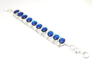 Brazalete de piedras preciosas de plata esterlina 925 de ópalo australiano de 6" pulgadas - Joyería elegante - Imagen 1 de 5