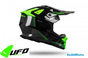 Casco UFO Intrepid Cross para Enduro Motard Atv Negro Pulido/Verde Fluorescente - Imagen 1 de 5