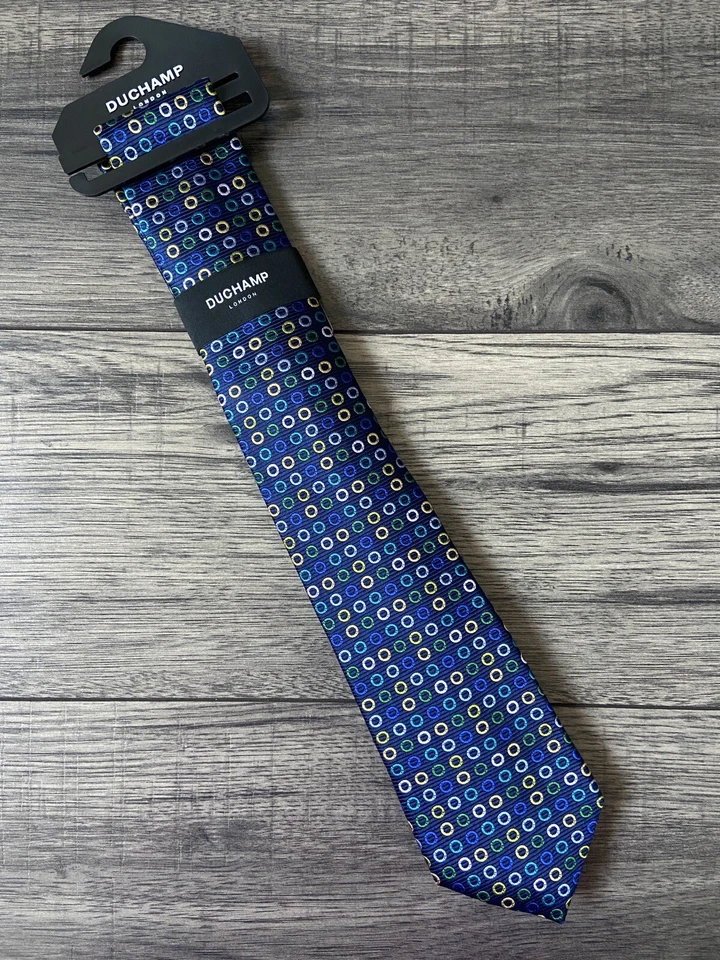 Corbata De Seda Holo Bordada Duchamp BNWT - Imagen 1 de 4