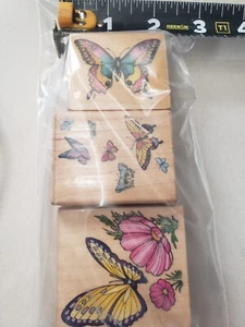Lot of 3 Butterfly  rubber stamps #150 - Picture 1 of 2
