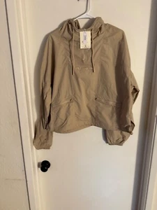 Adult NWT "Champion" tan, hooded partial zipped windbreaker. Size Small - Picture 1 of 2