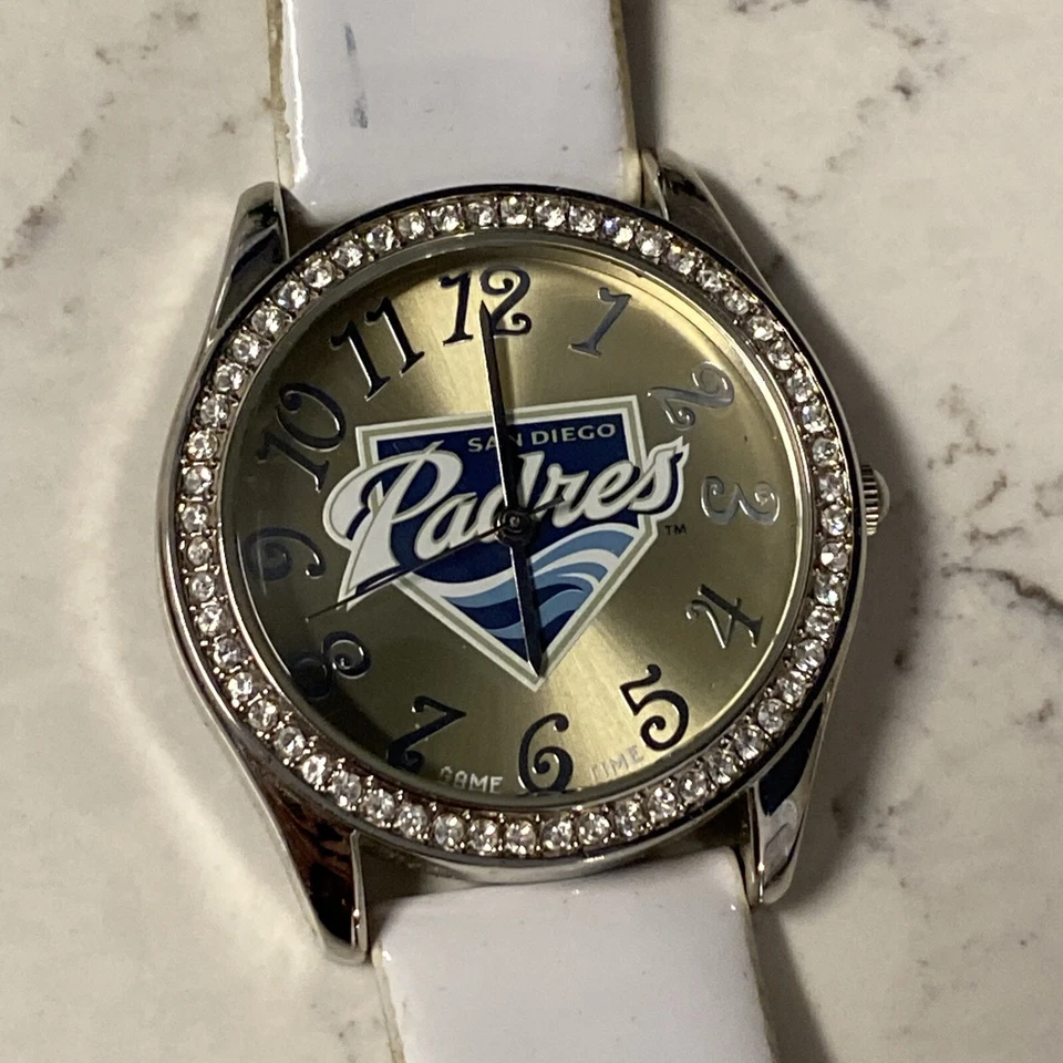 San Diego Padres Womens Watch Glitz Series Game Time MLB White Strap Needs Batt. - Image 1 of 4
