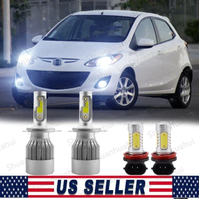 For Mazda 2 2011 2012 2013 2014 6000K LED Headlight Hi/Lo Fog Light Bulbs Combo - Image 1 of 4