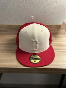 New Era Boston Red Sox 59Fifty Men’s Size 8 2004 World Series Hat Cream/Red New - Picture 1 of 4