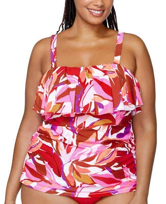 Raisins Curve Trendy Plus Size Sella Ruffled Tankini Top Foto 1 de 3