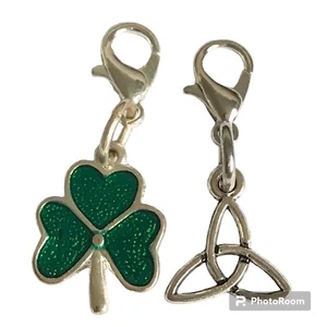 Celtic Irish Charms Clip On Lot Knot Shamrock Purse Zipper Pulls Silver Tone - Picture 1 of 9