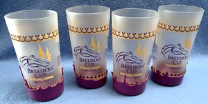 Set of 4 2018 Breeders' Cup Frosted Purple Wax Glasses Marker's Mark Churchill - Picture 1 of 10