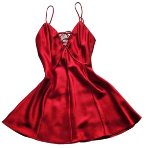 Frederick’s of Hollywood Vintage Red Satin Laced Babydoll Lingerie SZ Medium - Picture 1 of 7
