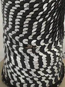 Silver And Black 8mm Sequins 10 Metre String - Picture 1 of 1