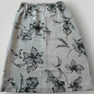 Hillard & Hanson Women's M Gray Black Floral Skirt Side Slit Elastic Waist/Zip - Picture 1 of 11