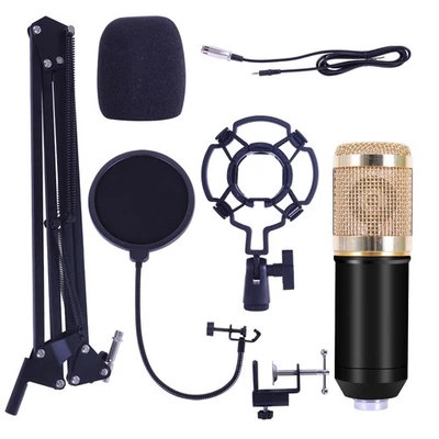 BM800 Gold Microphone Stand Kit, Condenser Microphone Set, Gold - Image 1 of 4
