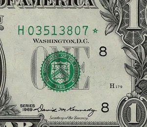 1969 $1 Star Note St.  Louis District GEM UNCIRCULATED Federal Reseve Note *** - Picture 1 of 3