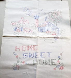 De Colección Estampado Punto de Cruz Impreso Tela Gruesa Hogar Dulce Hogar 21x18 Panel A - Imagen 1 de 12