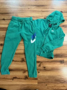 Nike Youth Jogger Set, Sweatpants, Zip-Up Sweatshirt, Standard Fit, Green, Large - Picture 1 of 11