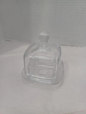 Vintage Square Glass Covered Dish Butter Service Individual Garlic Ginger Saver - Image 1 of 4