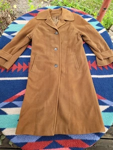 Vintage Neiman Marcus Regency Pure Cashmere Brown Overcoat Womens Large *Stains* - Picture 1 of 14