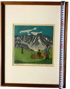 AZECHI UMETARO Ushirotateyama 1955 Signed Japanese Original Woodblock Print Art - Picture 1 of 1