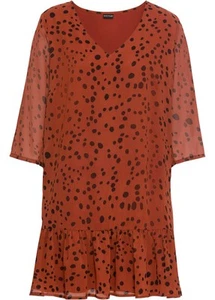 Kleid mit Punkten Gr. 40 Rostrot Schwarz Gpunktet Minikleid Freizeitkleid Neu - Bild 1 von 1