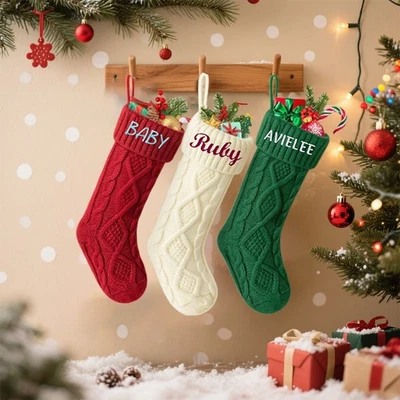 Medias de Navidad con nombre bordado personalizado Medias de regalo monograma Foto 1 de 4