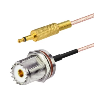 UHF SO-239 Bulkhead Female to 3.5mm TS Male RG316 Coax Low Loss Jumper Cable 12" - Picture 1 of 2