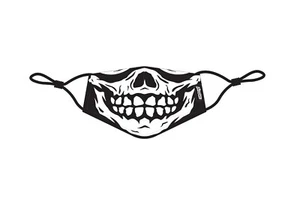 HEADSKINZ - REUSABLE COTTON FACE MASK with PM2.5 CARBON FILTER - BIKER SKULL - Picture 1 of 3