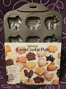 Norpro 3967 Nonstick Farm Cookie Pan 6 Shapes Animals and Barn Makes 12 - Picture 1 of 4