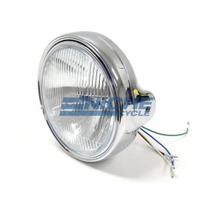 Complete 7" Chrome Side Mount Motorcycle Headlight Bucket Light Assembly H4 - Picture 1 of 4