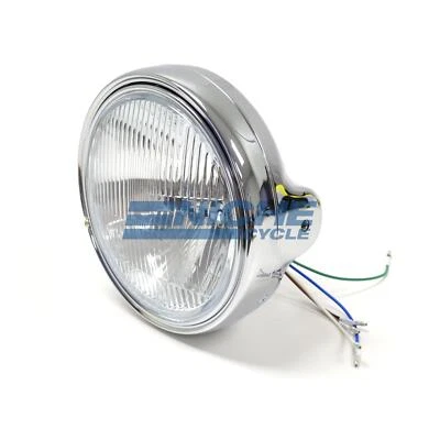 Complete 7" Chrome Side Mount Motorcycle Headlight Bucket Light Assembly H4 - Image 1 of 4