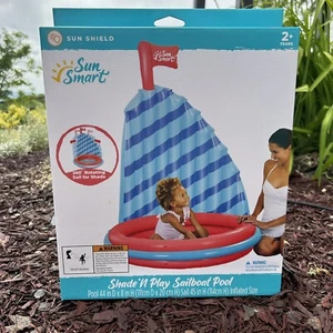 SunSmart Sailboat Kiddie Pool with 360° Rotating Shade Sail 44” NIB - Picture 1 of 3