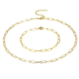 Paperclip Chain Necklace for Women, 14K Gold Plated Oval Dainty Choker Chain ... - Picture 1 of 8