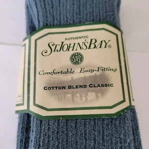 St. John's Bay Ribbed Calf High Socks Cotton Blend Medium Blue 10-13 Men's Size - Picture 1 of 4