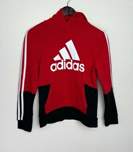 Adidas Youth Hoodie Sweater Long Sleeve Medium (10/12) Red Black White Pullover  - Picture 1 of 3