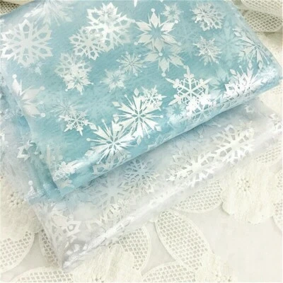 Organza Fabric Snowflake Tulle Sheer Mesh Shiny Christmas DIY Cosplay Dress - Image 1 of 4