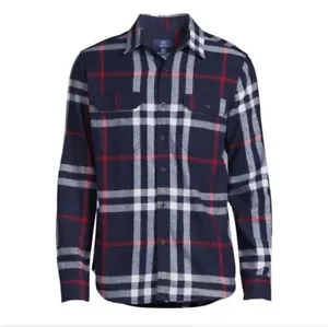 George Men's Long Sleeve Flannel Super Soft Shirt Blue Plaid Medium (38-40) - Picture 1 of 5