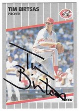 TIM BIRTSAS 1989 FLEER AUTOGRAPHED SIGNED # 152 CINCINNATI REDS