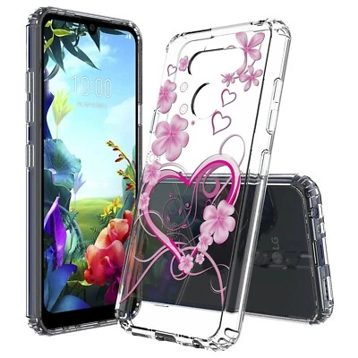 White Rosy Heart Shockproof Hybrid Hard Cover Soft Bumper Case for LG Models - Image 1 of 4