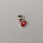 Charm Pandora Bead "Turkey Heart Flag"