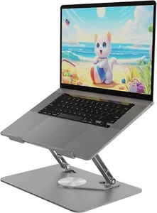 Elestoria 360 Rotating Laptop Elevation Stand Adjustable Foldable Heat - Grey - Picture 1 of 9