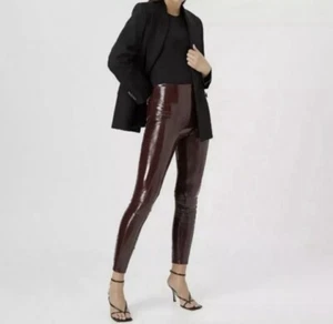 Spanx Faux Patent Leather Leggings Ruby 20301R Size Small Petite NWT $110 - Picture 1 of 8