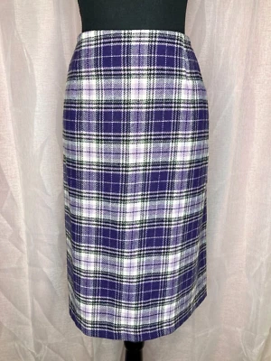 vintage años 80 J.G. Gancho Púrpura Tela Escocesa Lana Preppy Falda Lápiz Recta 16W Foto 1 de 4