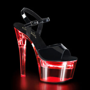 Pleaser 7" Heel Platform LED Illuminated Slide Adult Women Sandals FDANCE70 sz 5