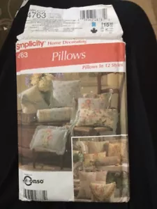 Simplicity home decorating pattern 4763 for 12 pillow styles - unused - Picture 1 of 9